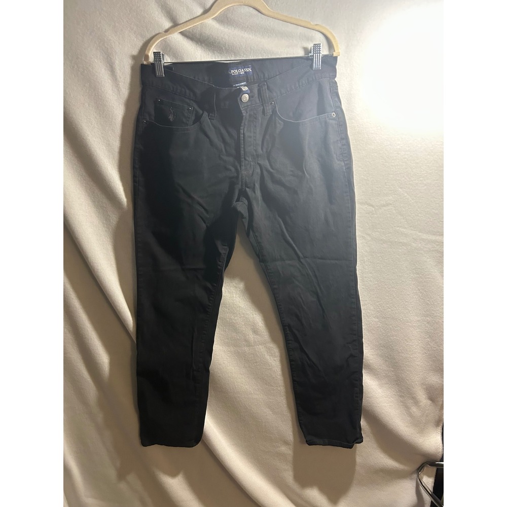 US Polo Assn Mens Activate Stretch Slim Straight Pants Black 34x30 Five Pocket